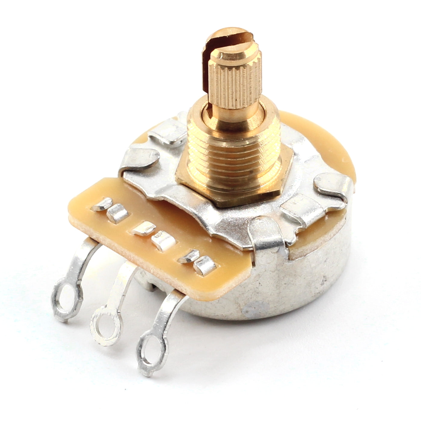 Set of 3 (3X) - TAOT Custom CTS 250K Potentiometers - Short SPLIT Shaft - Audio Taper - 10% Tolerance w/ .022uf Orange Drop Cap