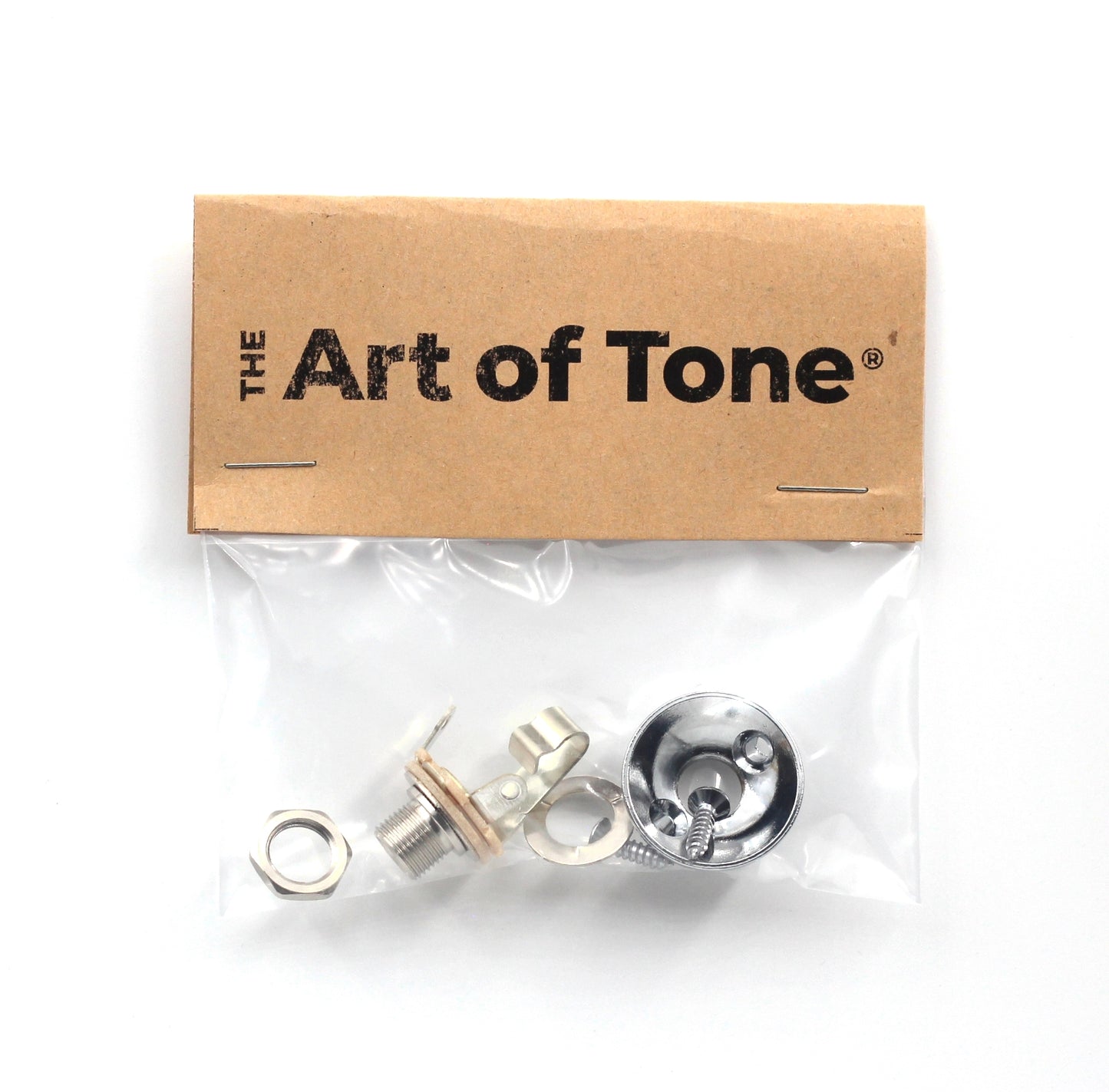 Electrosocket Jack Plate for Telecasters - Polished Chrome Finish + Switchcraft J11 Mono Jack