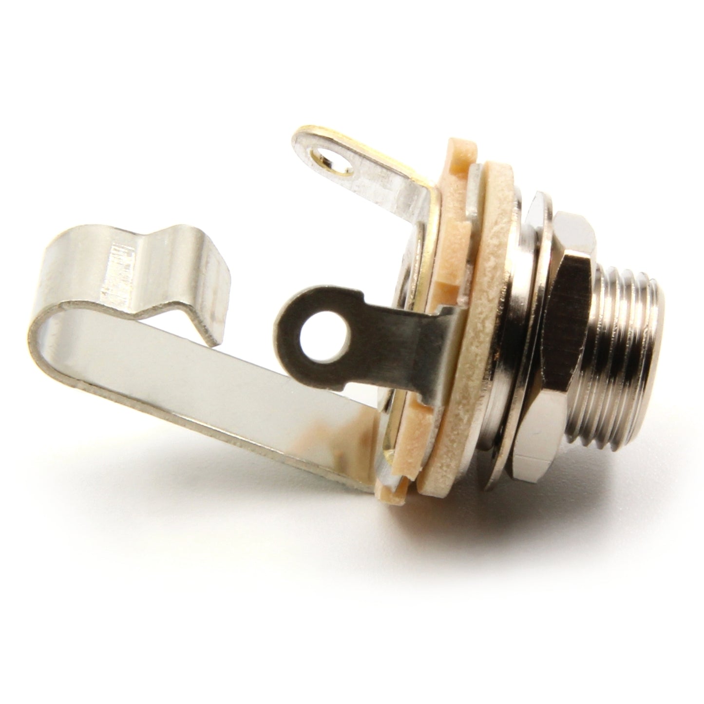 Electrosocket Jack Plate for Telecasters - Polished Chrome Finish + Switchcraft J11 Mono Jack