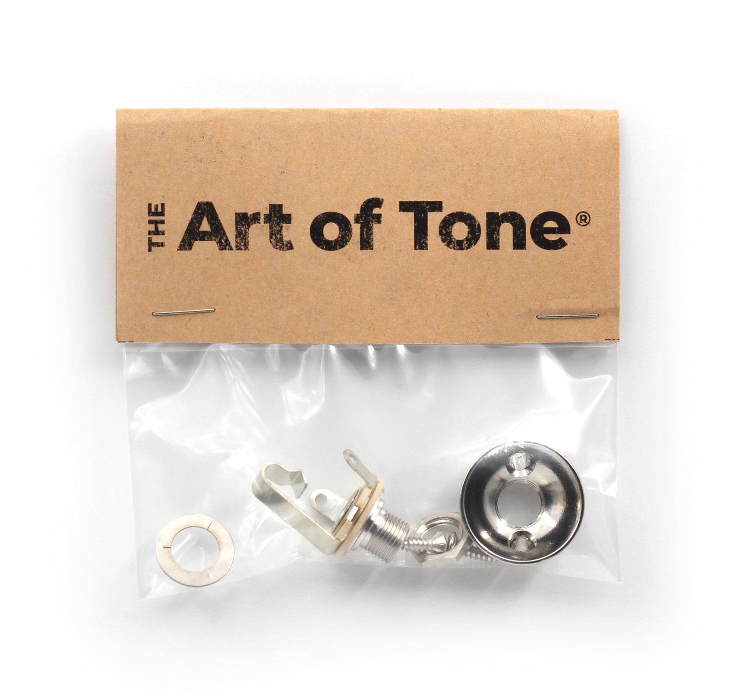 Electrosocket Jack Plate for Telecasters - Polished Nickel Finish + Switchcraft J11 Mono Jack