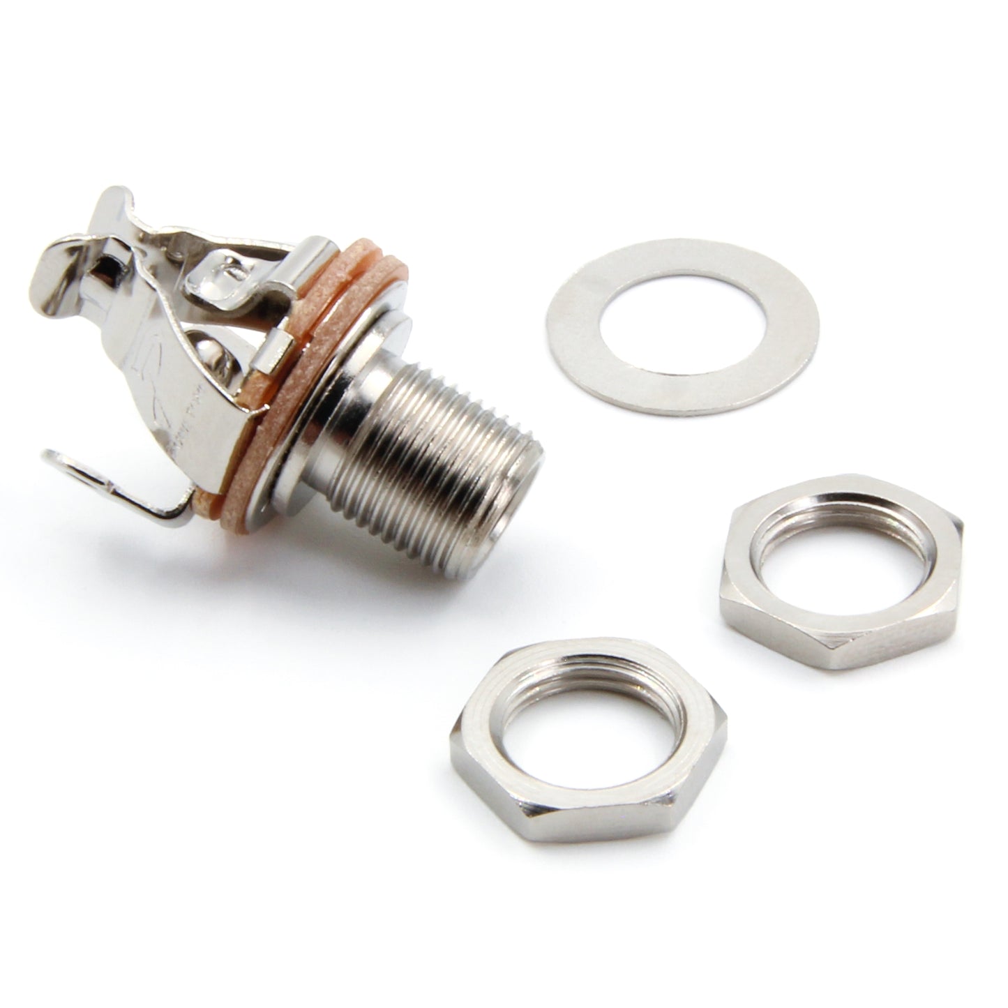 Pure Tone Mono Multi-Contact 1/4 inch Nickel Output Jack - with ADDED Hex Nut