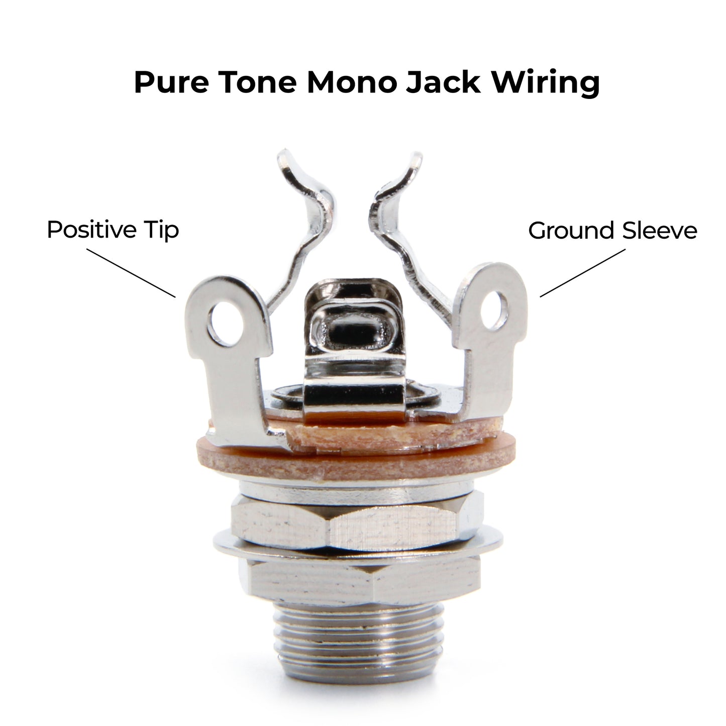 Pure Tone Mono Multi-Contact 1/4 inch Nickel Output Jack - with ADDED Hex Nut