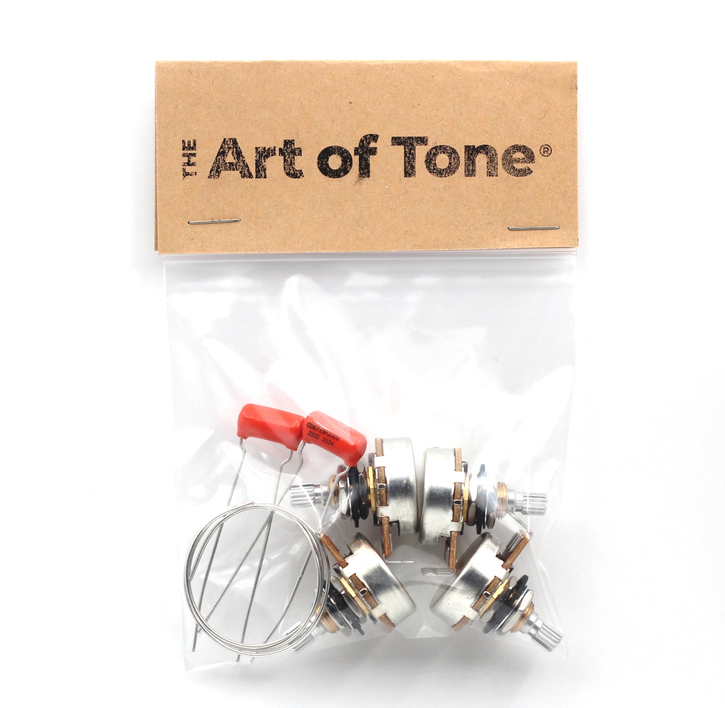 (4) Bourns 500K SHORT SPLIT Shaft Potentiometers + (2) .022uF/200v Orange Drop Capacitors
