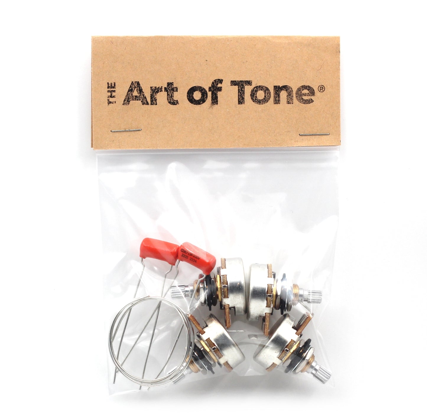 (4) Bourns 500K SHORT SPLIT Shaft Potentiometers + (2) .022uF/200v Orange Drop Capacitors