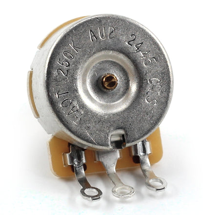 TAOT Custom CTS 250K Brass Short Split (1/4") 10% Audio Taper Potentiometers for Electric Guitar