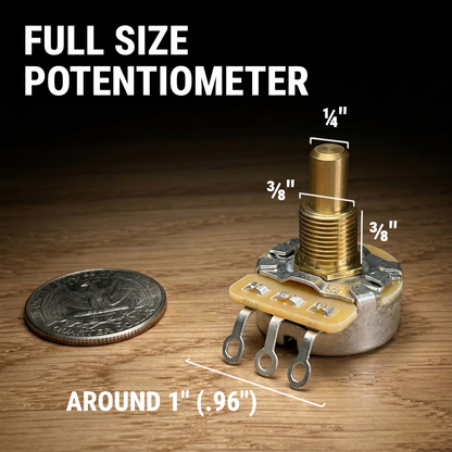 The Art of Tone CTS 500k Potentiometer for Guitar - Custom Short Solid Shaft, Audio Taper, 10% Tolerance