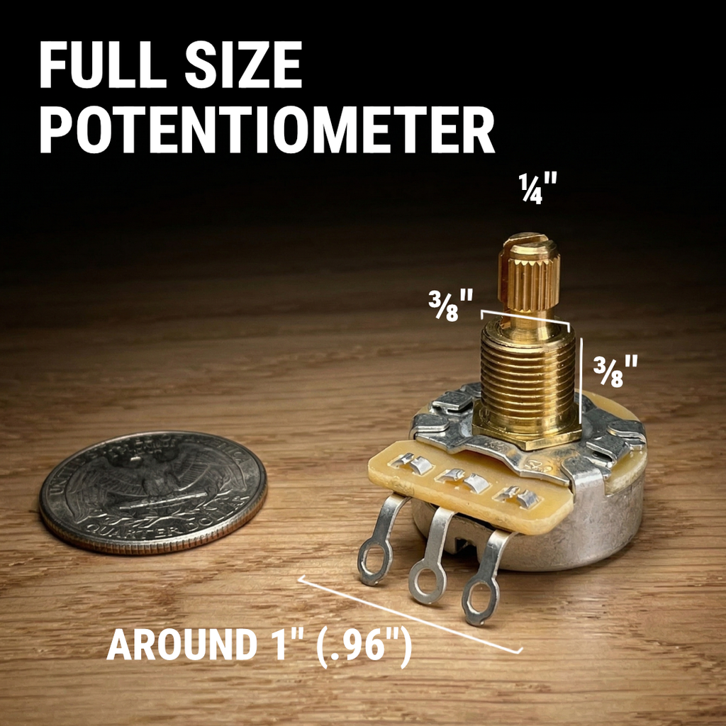 The Art of Tone CTS 500k Potentiometer for Guitar - Custom Short Split Shaft, Audio Taper, 10% Tolerance