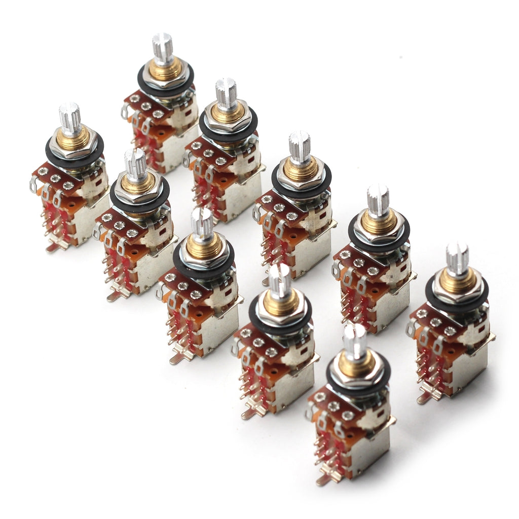 Bourns 250k Push Pull Potentiometer - Short Split Shaft, Audio Taper, DPDT, Low Friction Guitar Pot