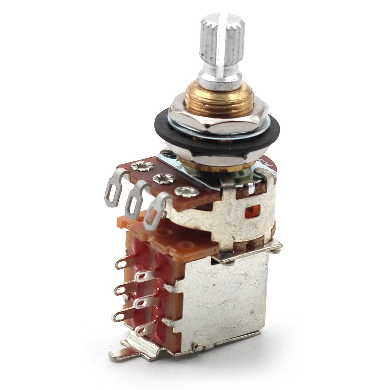 Bourns 250k Push Pull Potentiometer - Short Split Shaft, Audio Taper, DPDT, Low Friction Guitar Pot