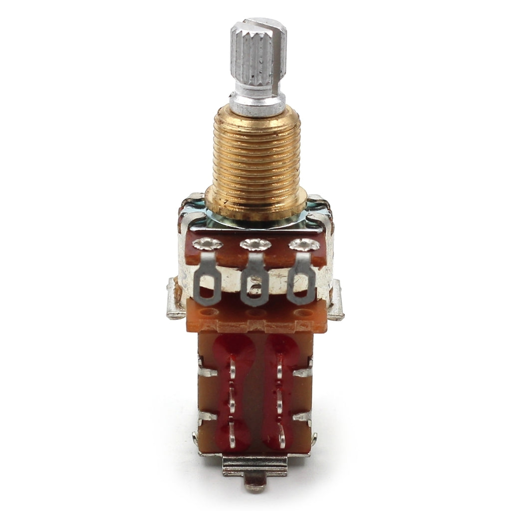 Bourns 250k Push Pull Potentiometer - Short Split Shaft, Audio Taper, DPDT, Low Friction Guitar Pot