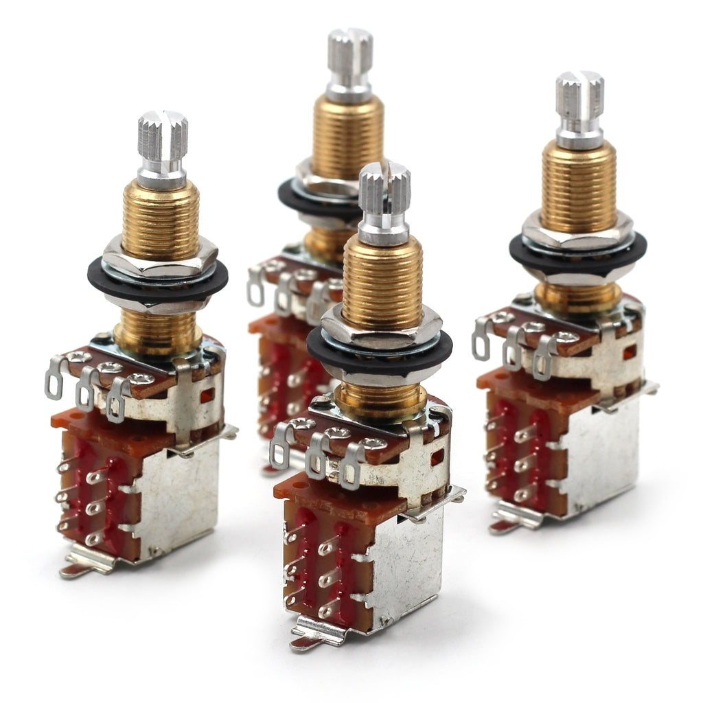 Bourns 500k Push Pull Potentiometer - Long Split Shaft, Audio Taper, DPDT, Low Friction Guitar Pot