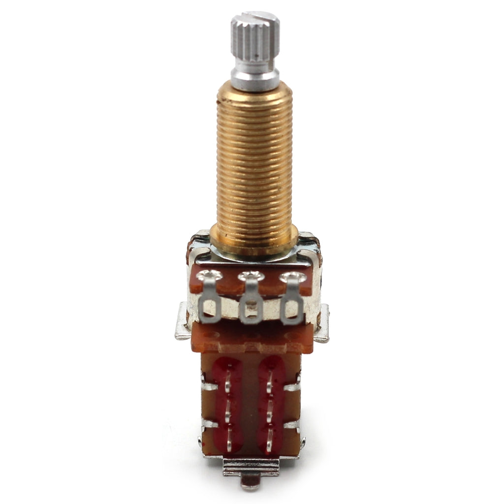 Bourns 500k Push Pull Potentiometer - Long Split Shaft, Audio Taper, DPDT, Low Friction Guitar Pot