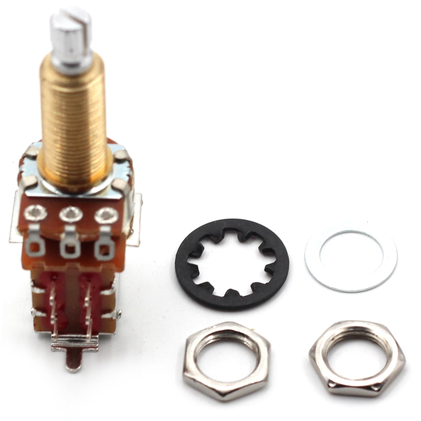 Bourns 500k Push Pull Potentiometer - Long Split Shaft, Audio Taper, DPDT, Low Friction Guitar Pot