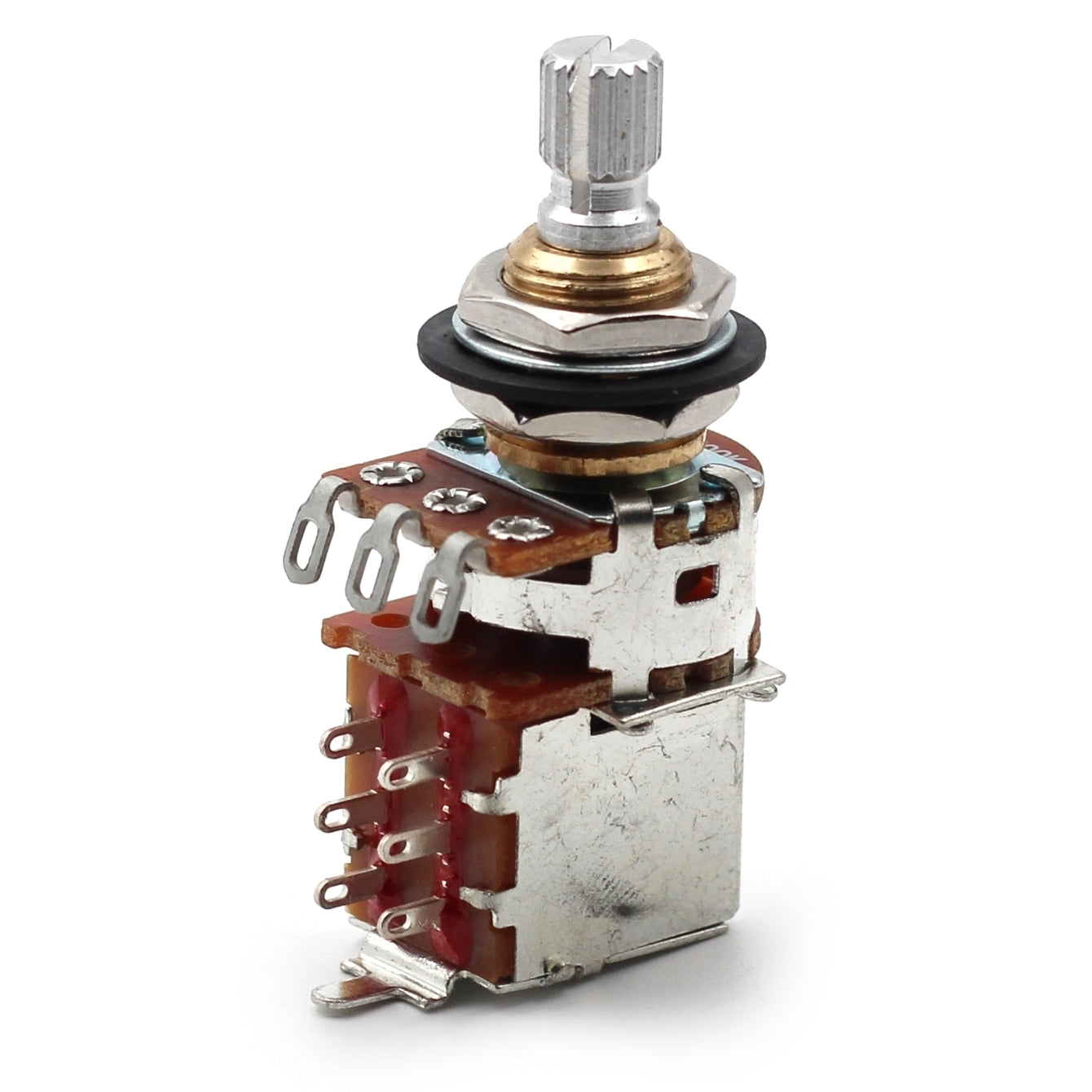 Bourns 500k Push Pull Potentiometer - Short Split Shaft, Audio Taper, DPDT, Low Friction Guitar Pot