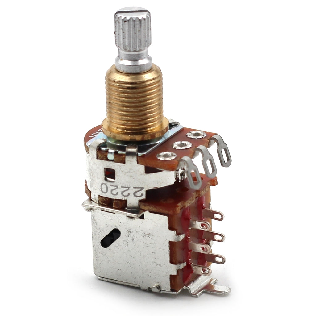 Bourns 500k Push Pull Potentiometer - Short Split Shaft, Audio Taper, DPDT, Low Friction Guitar Pot