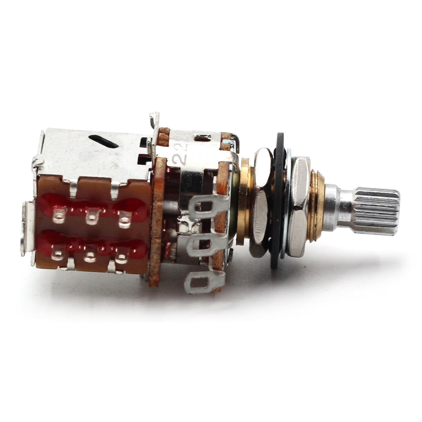 Bourns 500k Push Pull Potentiometer - Short Split Shaft, Audio Taper, DPDT, Low Friction Guitar Pot