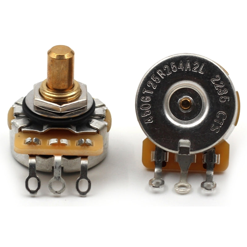 CTS 250k Potentiometer for Guitar - Short Solid Shaft, Audio Taper, 10% Tolerance