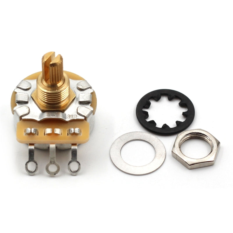 Set of 3 (3X) - CTS 450G Series 250K Potentiometers - Short SPLIT Shaft - Audio Taper - 10% Tolerance w/ .047uf Orange Drop Cap