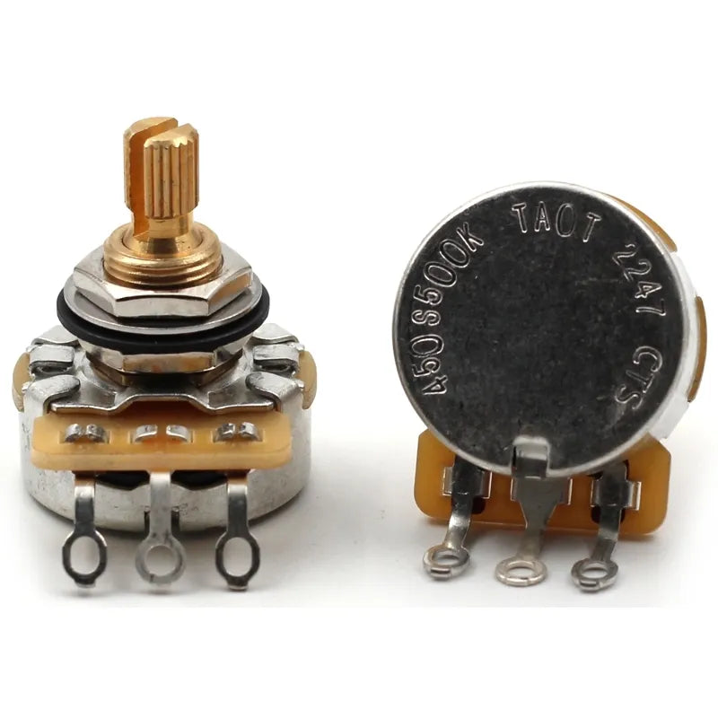 CTS 500k Potentiometer for Guitar - Short Split Shaft, Audio Taper, 10% Tolerance