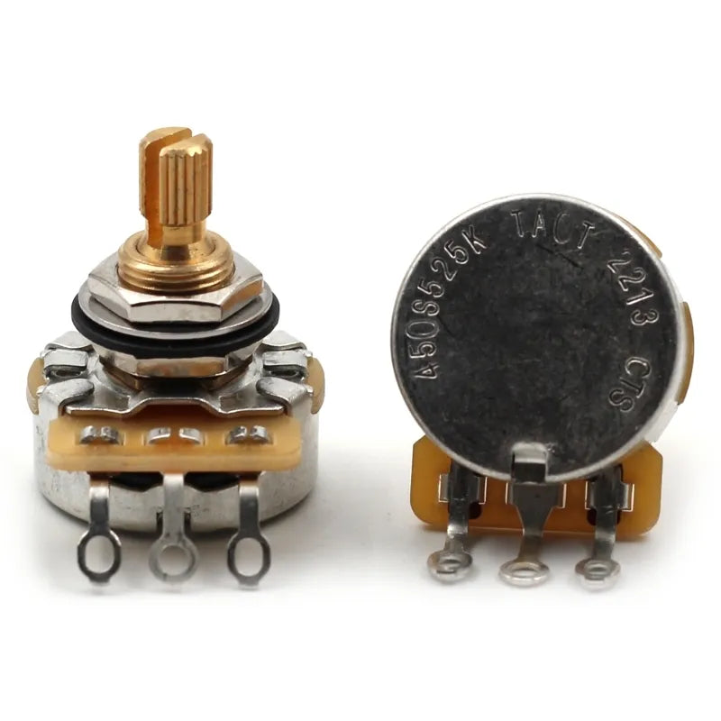 CTS 525k Potentiometer for Guitar - Short Split Shaft, Audio Taper, 10% Tolerance
