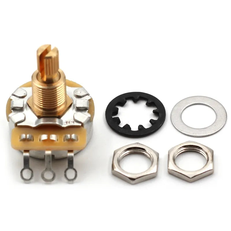 CTS 525k Potentiometer for Guitar - Short Split Shaft, Audio Taper, 10% Tolerance