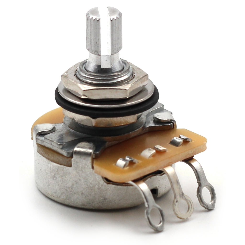 CTS 500k Potentiometer for Guitar - Short Split Shaft, Audio Taper, Aluminum, 15% Tolerance
