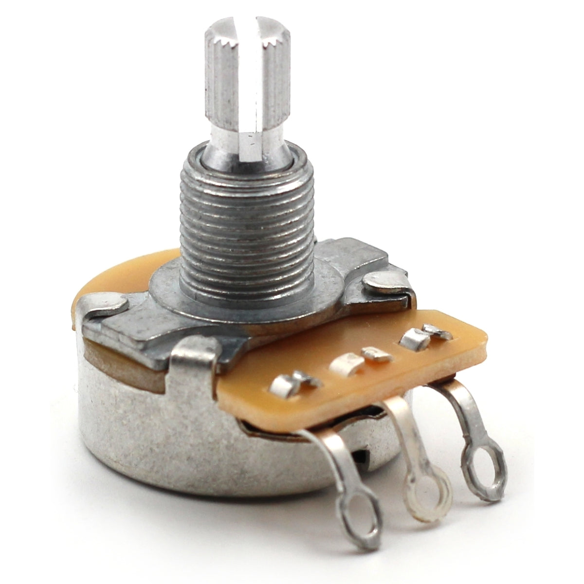 CTS 500k Potentiometer for Guitar - Short Split Shaft, Audio Taper, Aluminum, 15% Tolerance