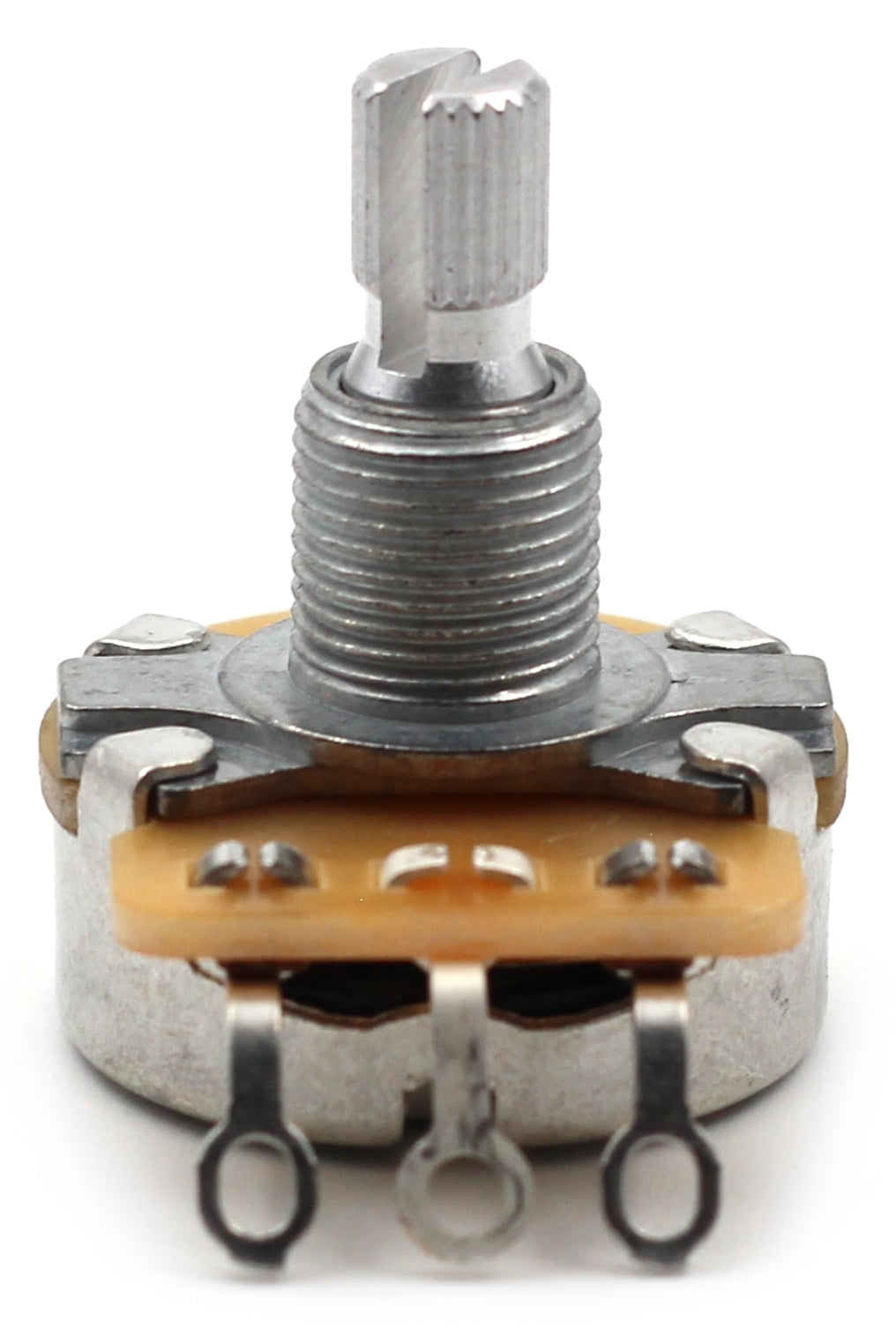CTS 500k Potentiometer for Guitar - Short Split Shaft, Audio Taper, Aluminum, 15% Tolerance