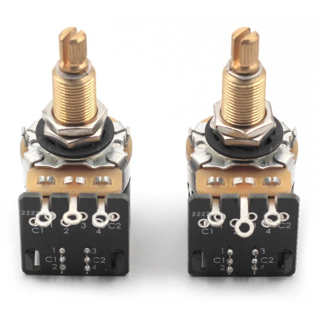 CTS 500k Potentiometer for Guitar - Push Pull Pot, Long Split Shaft, Audio Taper, DPDT, Coil Split Pot, 10% Tolerance