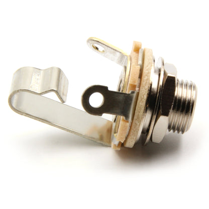 Electrosocket Jack Plate for Telecasters - Polished Chrome Finish + Switchcraft J11 Mono Jack