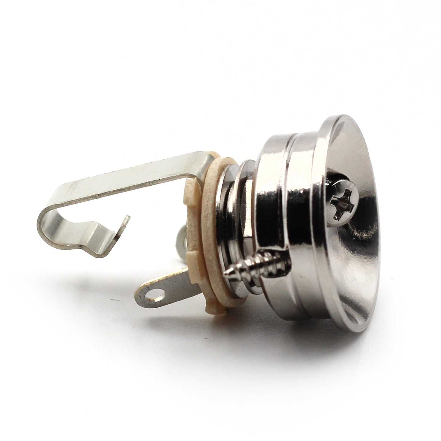 Electrosocket Jack Plate for Telecasters - Polished Nickel Finish + Switchcraft J11 Mono Jack
