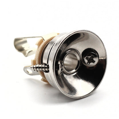 Electrosocket Jack Plate for Telecasters - Polished Nickel Finish + Switchcraft J11 Mono Jack
