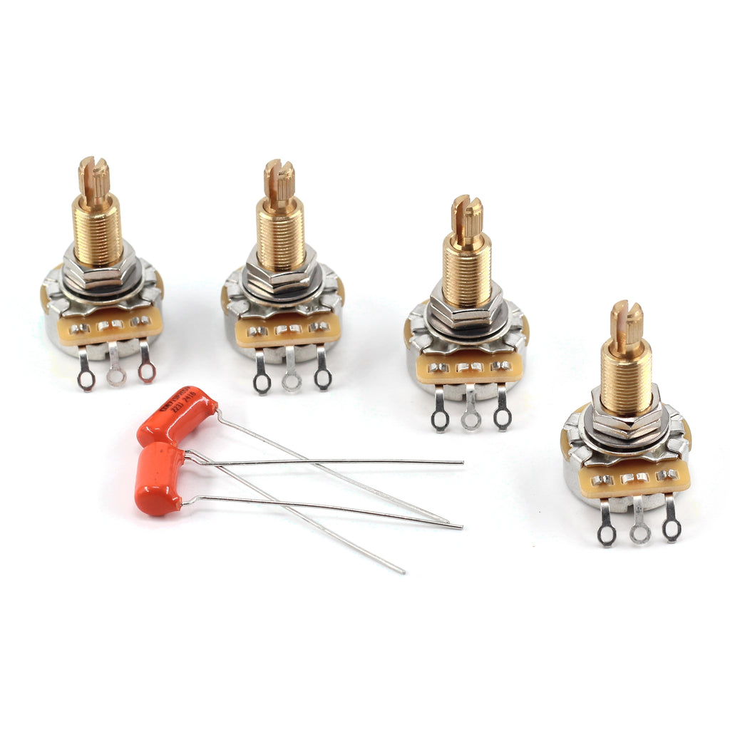 The Art of Tone Custom CTS 500k Long Shaft Guitar Potentiometers (4x) w/ Orange Drop .022uF/200v Guitar Capacitors (2x)