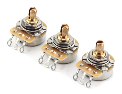 TAOT Custom CTS 250K Brass Short Split (1/4") 10% Audio Taper Potentiometers for Electric Guitar