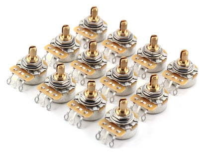 TAOT Custom CTS 250K Brass Short Split (1/4") 10% Audio Taper Potentiometers for Electric Guitar