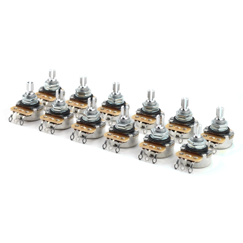 CTS 500k Potentiometer for Guitar - Short Split Shaft, Audio Taper, Aluminum, 15% Tolerance