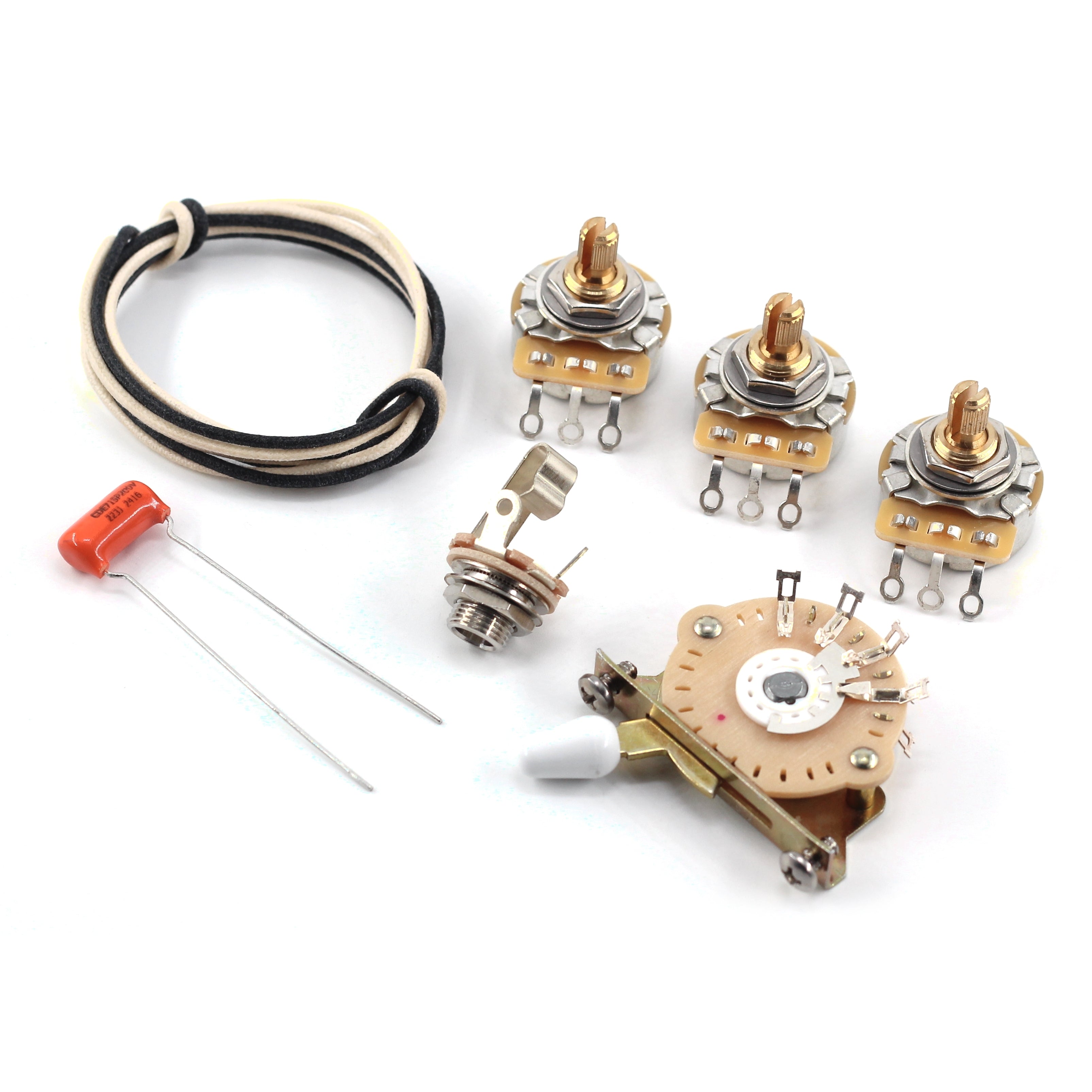 The Art of Tone Stratocaster® Wiring Kit - Oak Grigsby 5-Way Switch, .022uF Orange Drop Guitar Capacitor