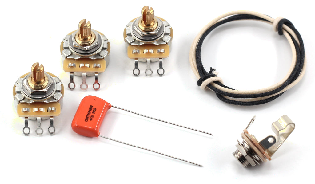 The Art of Tone Fender® Jazz Bass® Wiring Kit - Custom CTS 250k Split Shaft Pots and .047uf Orange Drop Capacitor