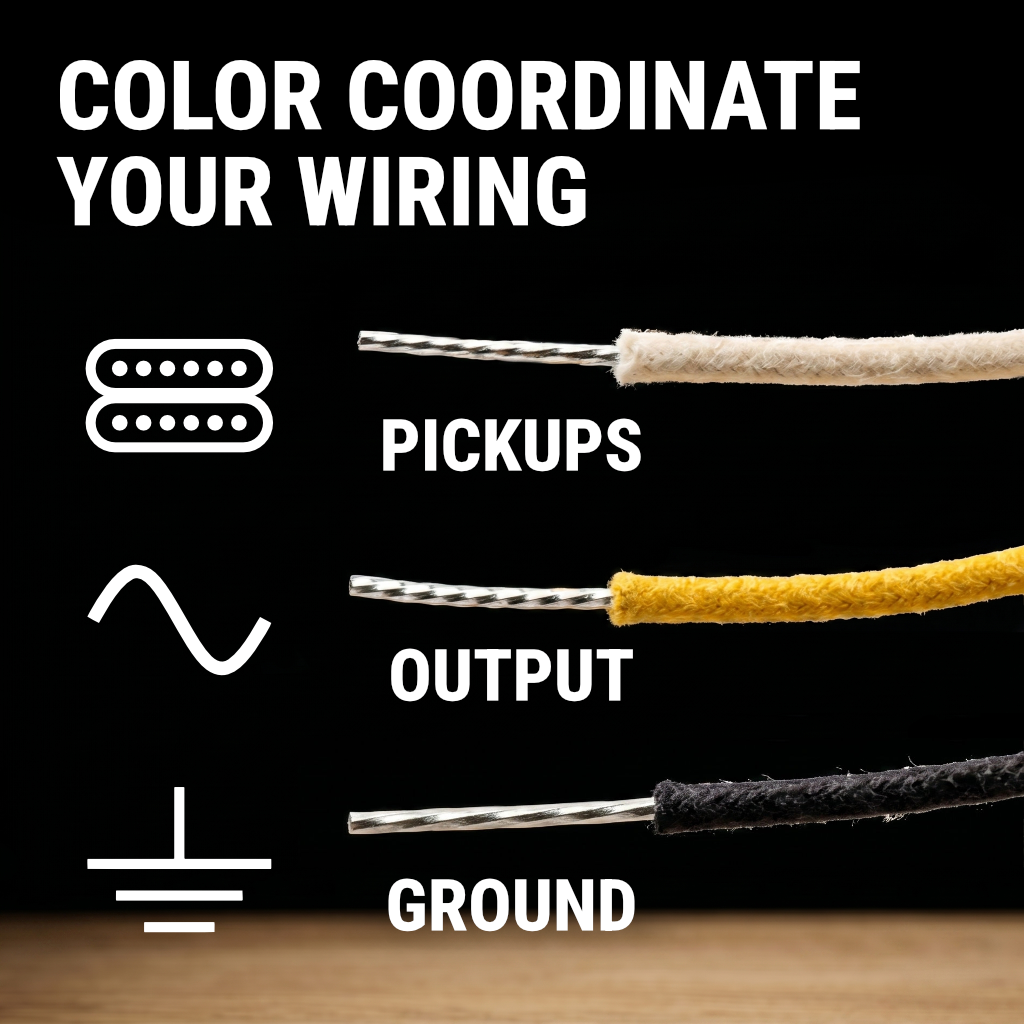 The Art of Tone Gavitt 22 AWG Cloth Guitar Wire - Vintage-Style Push Back, Black/White/Yellow