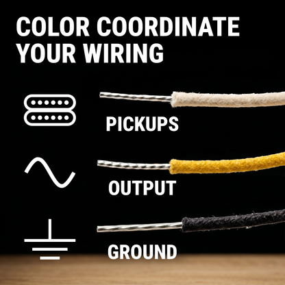 The Art of Tone Gavitt 22 AWG Cloth Guitar Wire - Vintage-Style Push Back, Black/White/Yellow