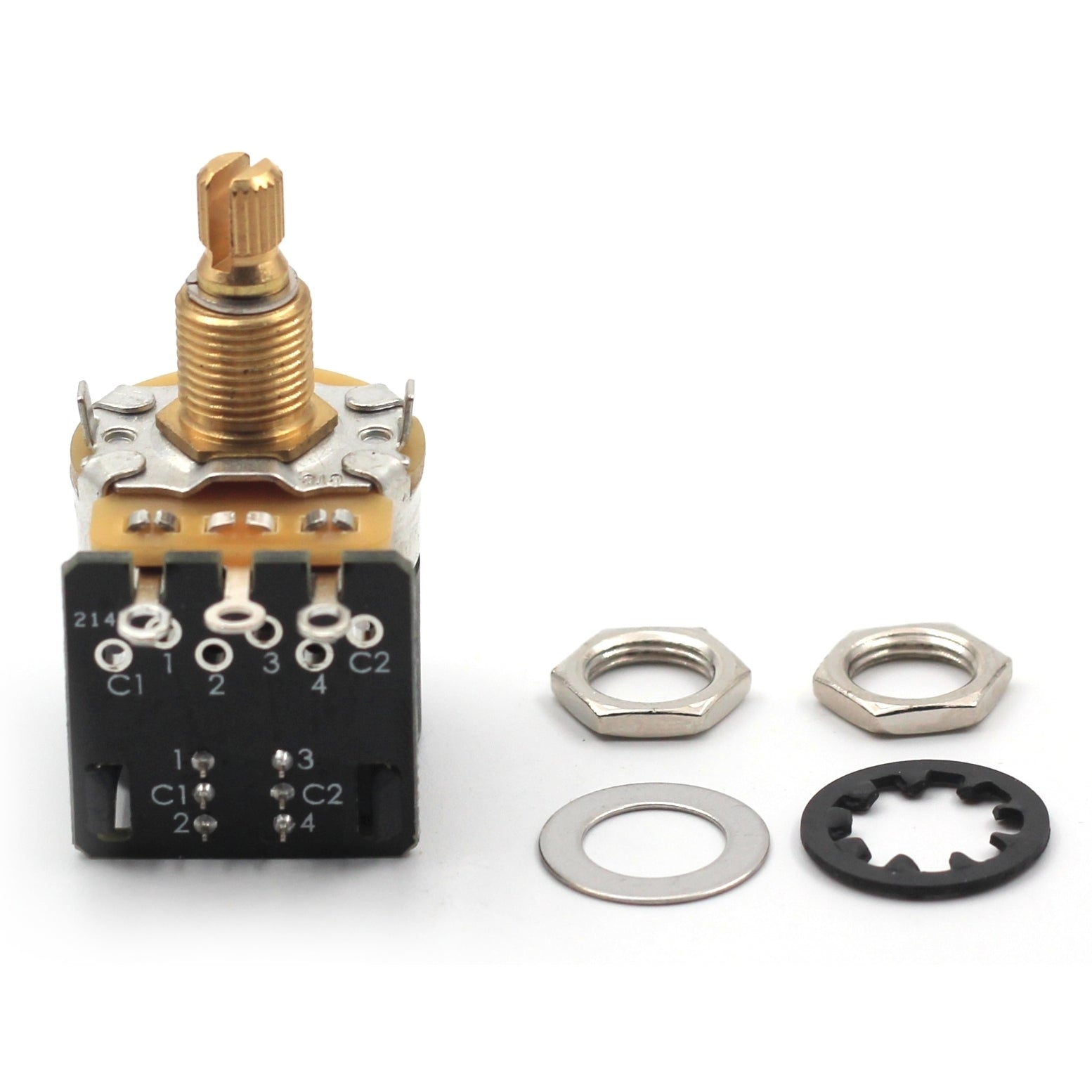 CTS 500k Push/Pull Potentiometer for Guitar - Push Pull Pot, Short Split Shaft, Audio Taper, DPDT, Coil Split, 10% Tolerance