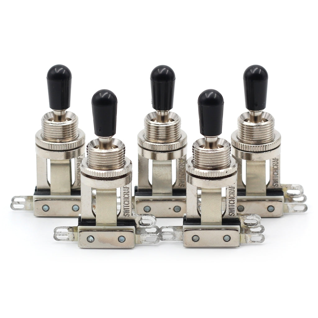 Switchcraft 3-Way Toggle Switches - Short Straight with Black Switchcraft Tips (5x)