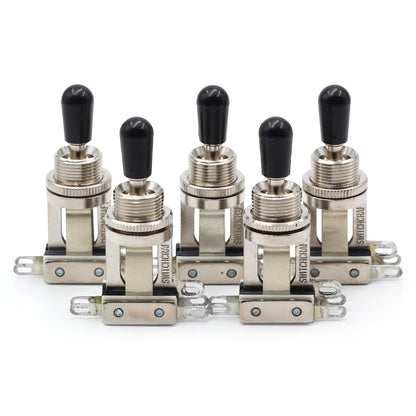 Bulk Lot of Five (5X) Switchcraft - Short Straight 3-way Toggle Switches - Genuine Switchcraft Black Tips